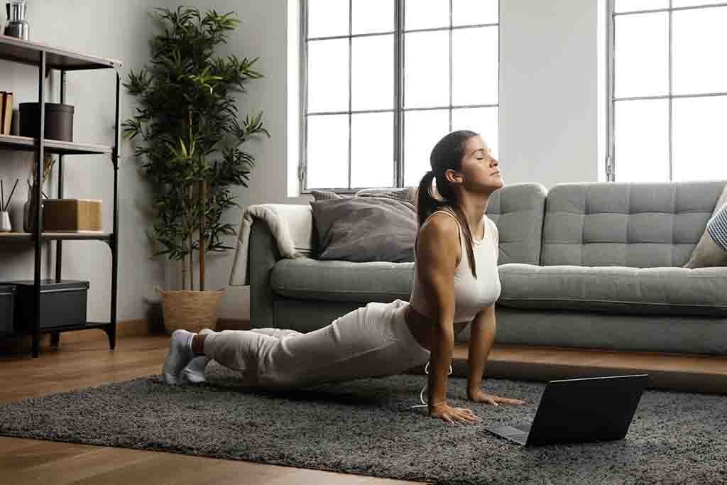 woman practicing yoga