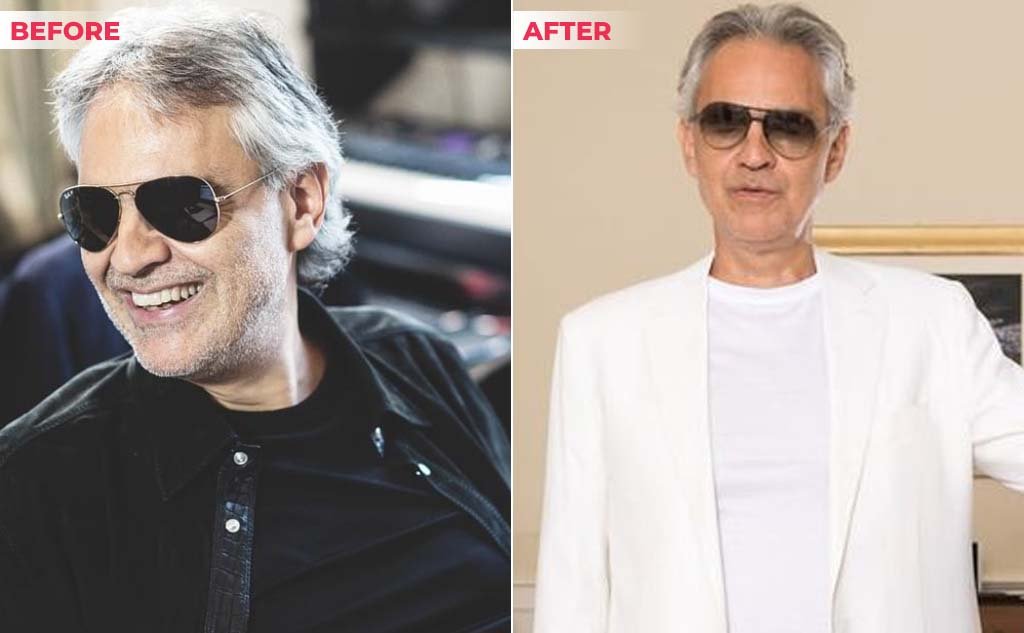 Andrea Bocelli weight loss b f