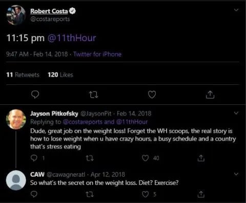 Robert Costa weight loss